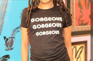 GORGEOUS Black T-shirts With White Lettering