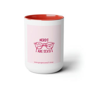 NERDS ARE SEXY Two-Tone Coffee Mugs, 15oz
