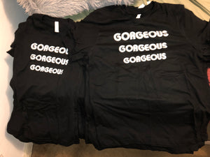 GORGEOUS Black T-shirts With White Lettering